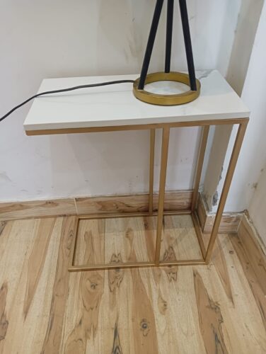 NEXT BEY Handmade End Table for Living Room Central End Table for Bedroom with Marble Top (45 X 22.5 X 50 cm) (Gold Table with White Marble Top) photo review